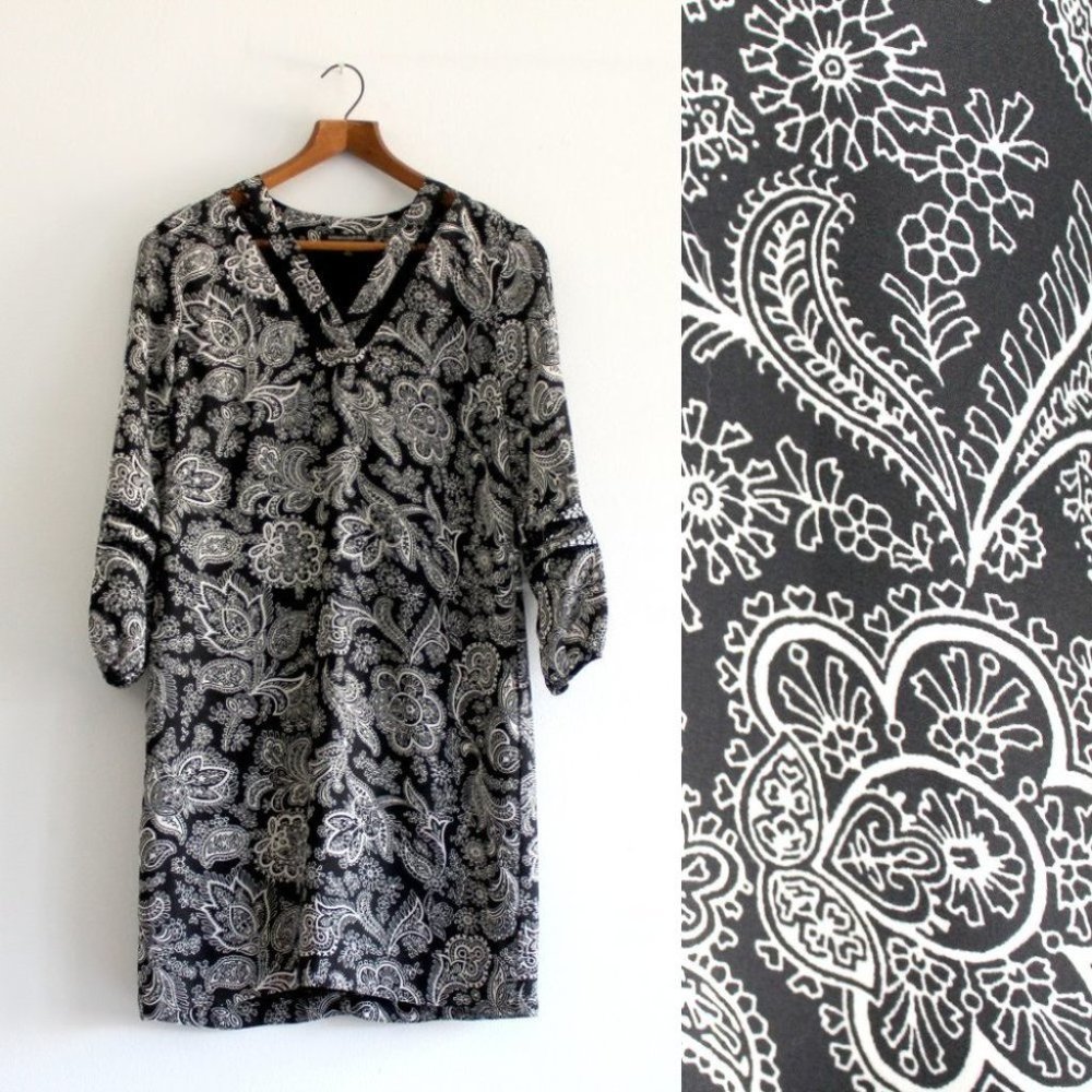 BANANA REPUBLIC Black and White Print Dress Size 2